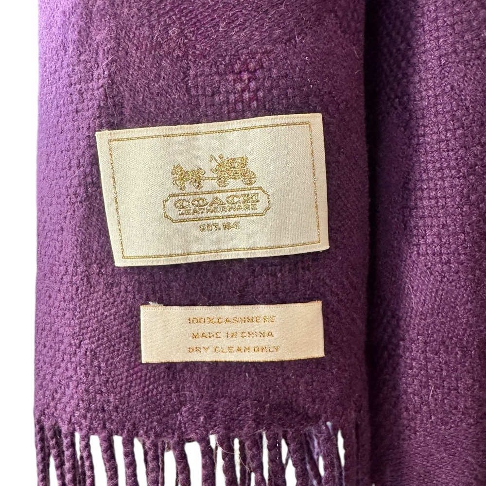 Coach Vintage Purple Op C Cashmere Fringe Soft Luxe Winter Weap - Picture 2 of 5